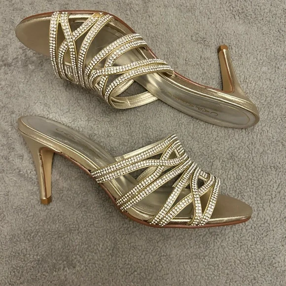 Caparros Gold Rhinestone Heels - Picture 2 of 4